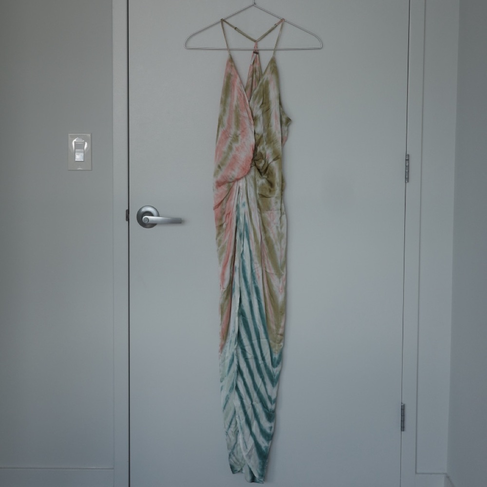 YFB Elegant Tie-Dye Maxi Drape Gown